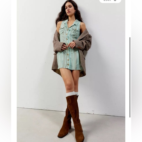 Urban Outfitters BDG Casual Pastel Linen Blend Mini Shift Dress Size Small New - Picture 1 of 6